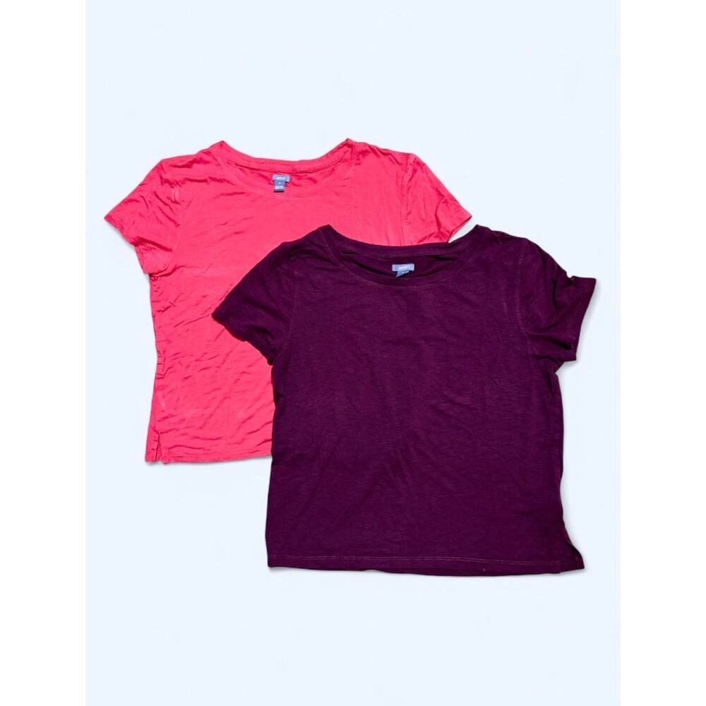 Bundle Lot of 2 Aerie T Shirts Burgundy Coral Pink Riger Tee Size M
